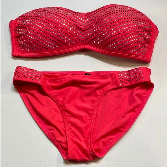 Miss Me womens Bikini 2 piece Rhinestones 2 piece swim suit Sz S/M - Picture 1 of 13